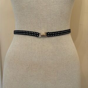 St. John Black and White Square Pattern Belt